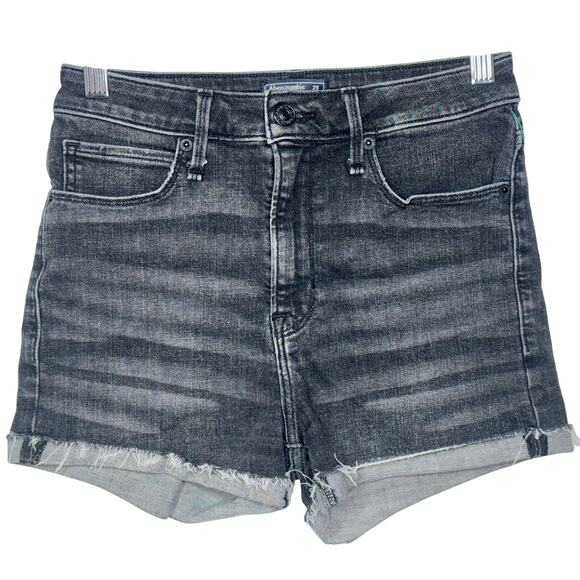 Abercrombie & Fitch Simone High Rise Short Black Denim Jean Shorts Womens 25 0 - Picture 1 of 7
